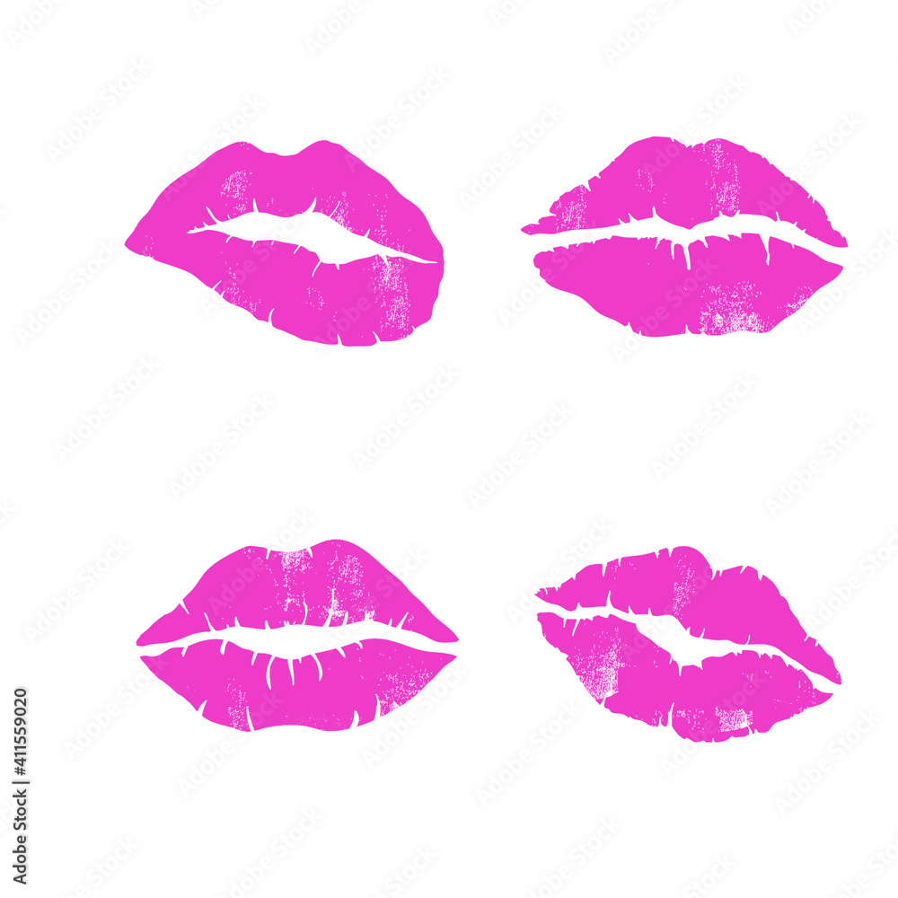 Collection of lipstick marks isolated on white. Vector illustration ...