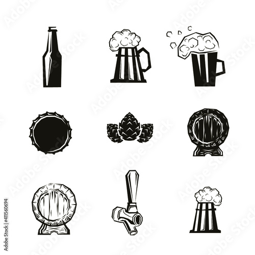 Collection of vintage beer  labels. Vector illustration.