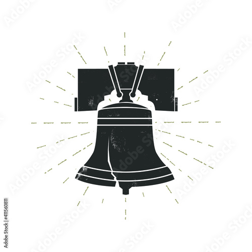 Fototapet Liberty bell with grunge effect. Vector illustration.