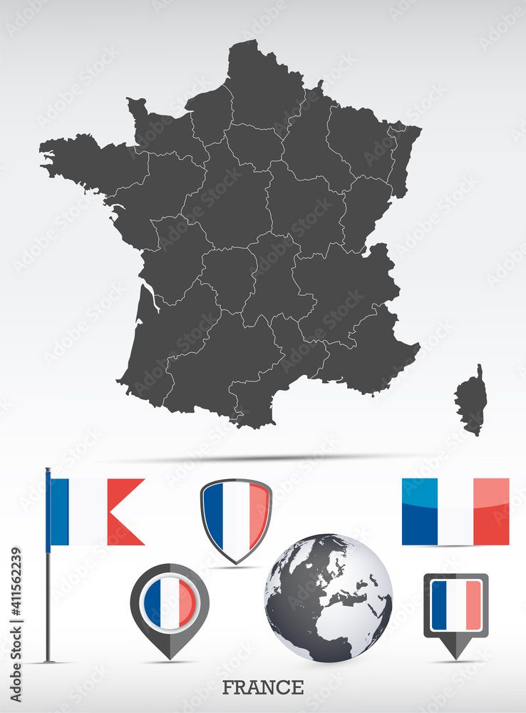 Naklejka premium France map and flag set