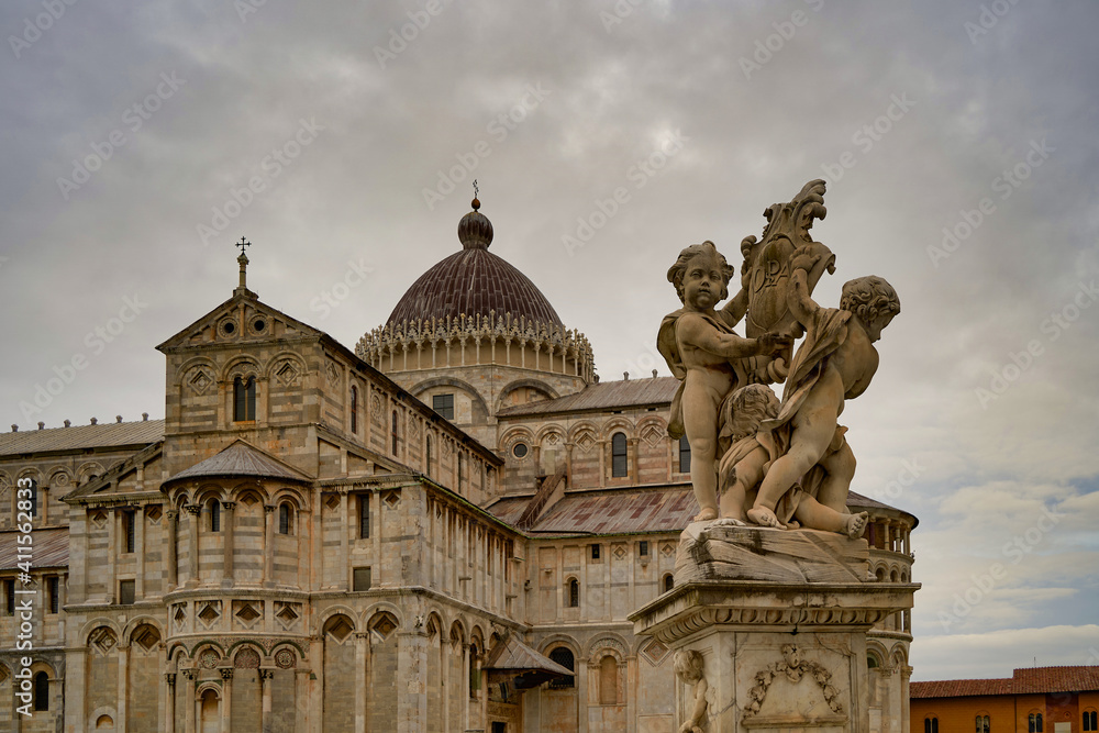 View of the Duomo from Piazza dei Miracoli Pisa Tuscany Italy