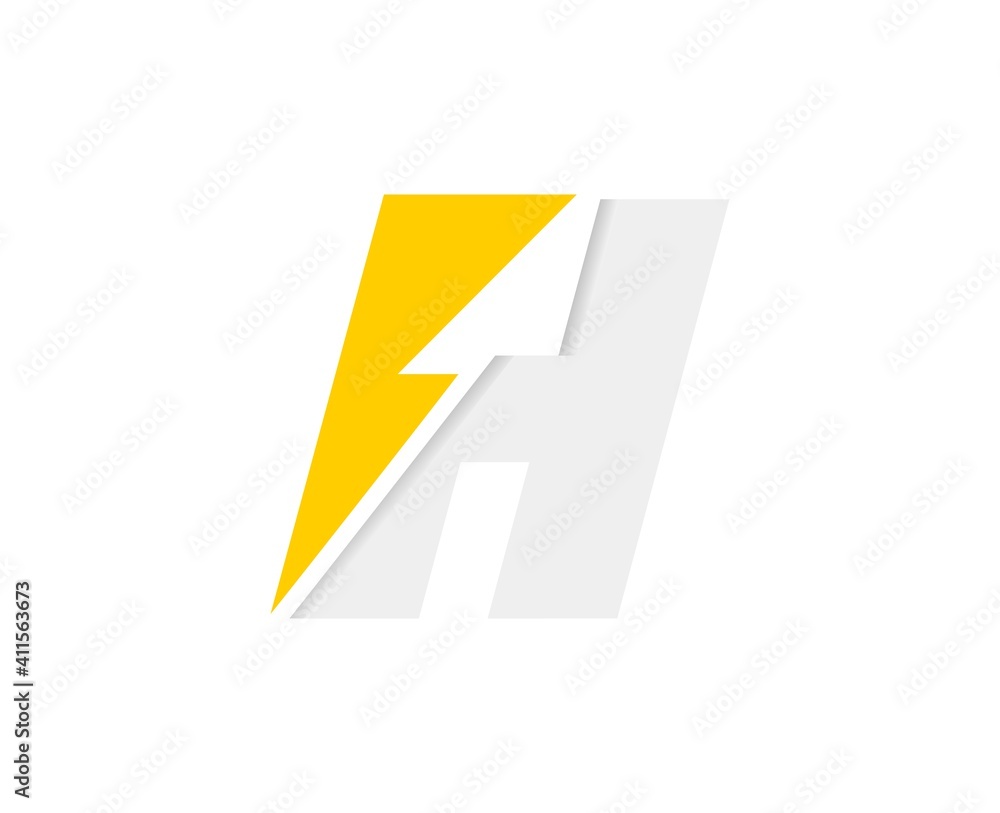 H letter logo, vector font with lightning flash power icon H letter logo, vector font with lightning flash power icon