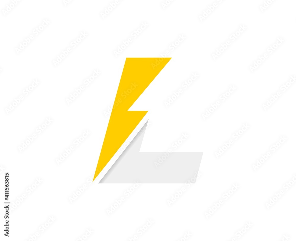 L letter logo, vector font with lightning flash power icon L letter logo, vector font with lightning flash power icon