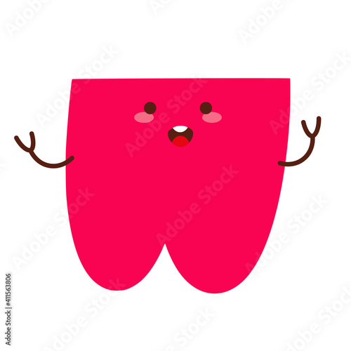 Letter W. Funny character with cute face. Design for kids room, poster, nursery typography.