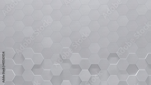 Metal Hexagon Tiled Wall (3d Illustration)