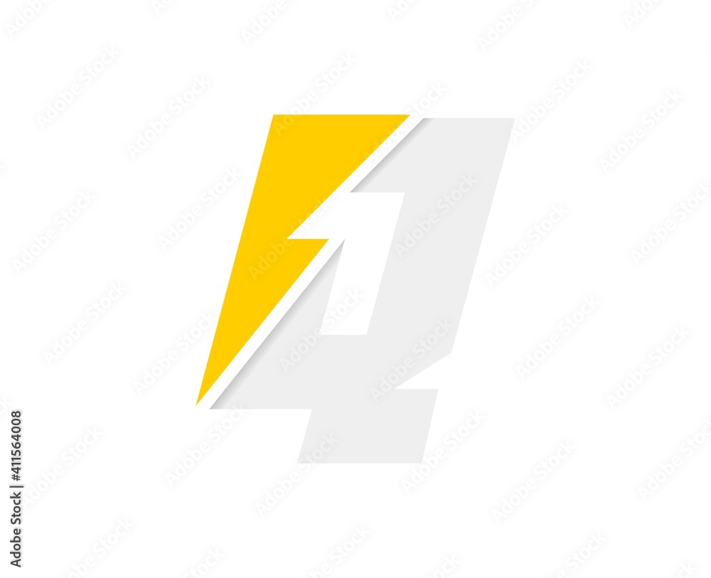 Q letter logo, vector font with lightning flash power icon Q letter logo, vector font with lightning flash power icon