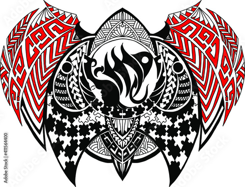 Girl zodiac or Virgo zodiac and tribal tattoo.Ethnic themes can be used as body sleeve tattoo or ethnic backdrop.