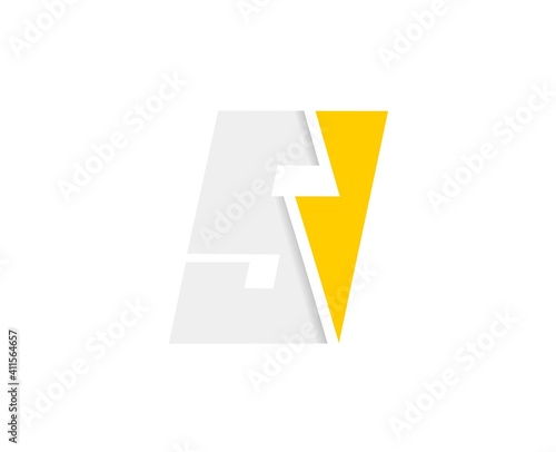 9 number logo, vector font with lightning flash power icon