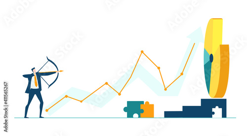 Business people having discussion in front of screen with growth charts and bars and make decisions regarding investments, new start up, project of developing program