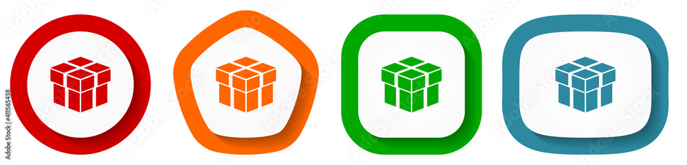 Box vector icon set, flat design buttons on white background for webdesign and mobile phone apps Box vector icon set, flat design buttons on white background for webdesign and mobile phone apps