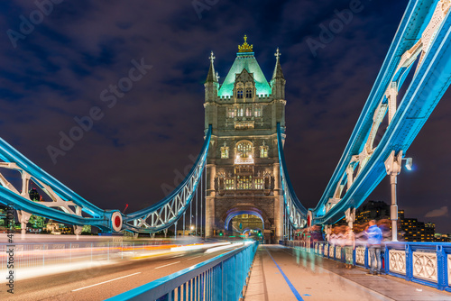 Magnificent Tower Bridge at night in London, England, UK