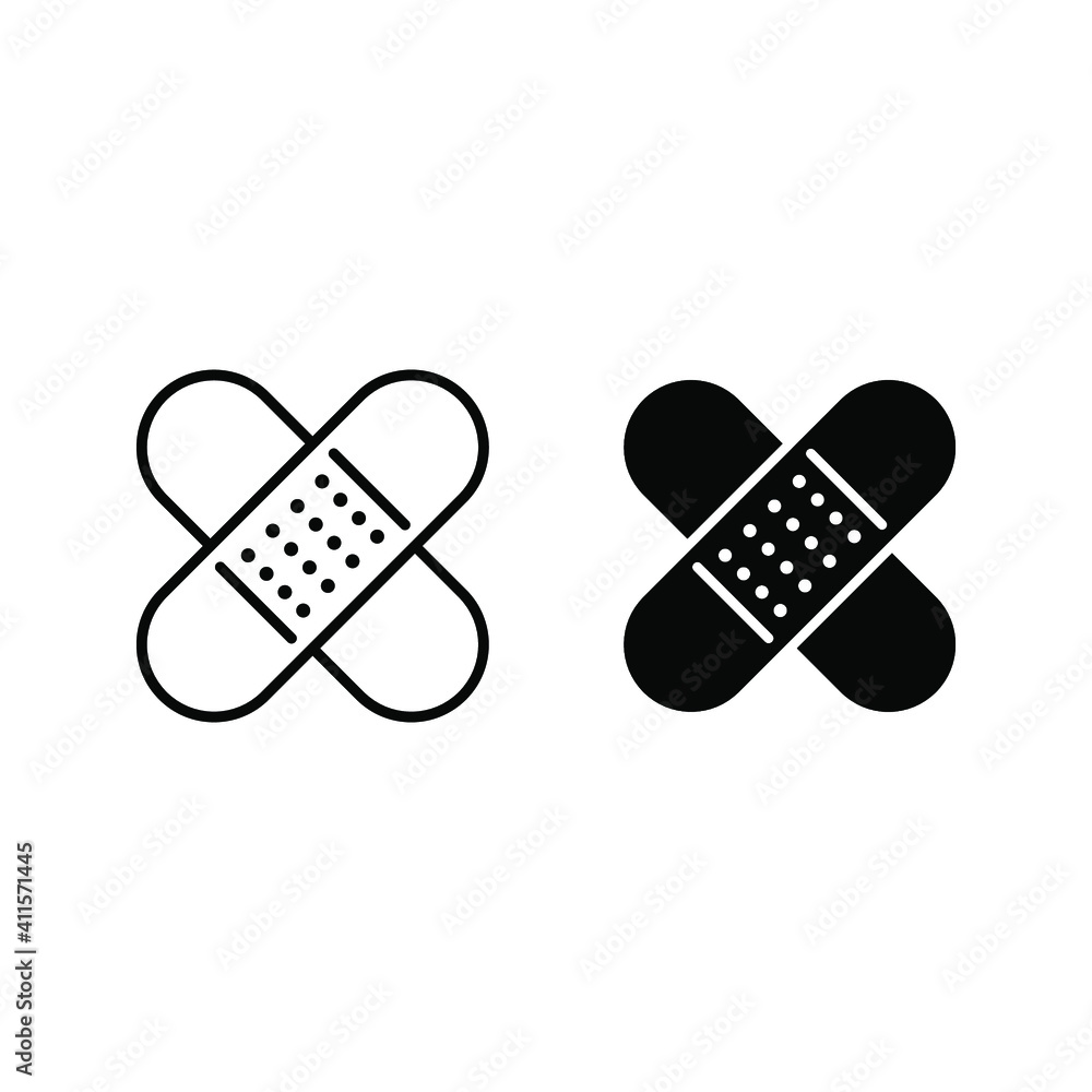 Adhesive plaster line and glyph icon, emergency and medicine color editable Adhesive plaster line and glyph icon, emergency and medicine color editable