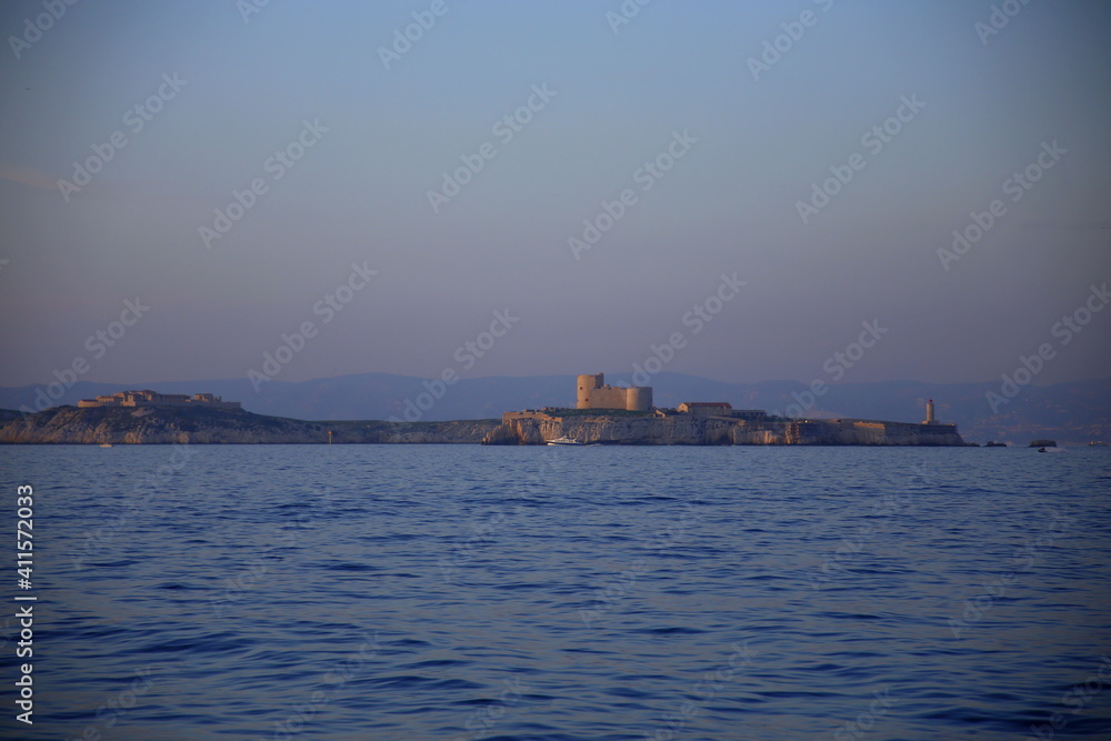 Ile d'If in the Frioul archipelago, off the coast of Marseille, in the afternoon light