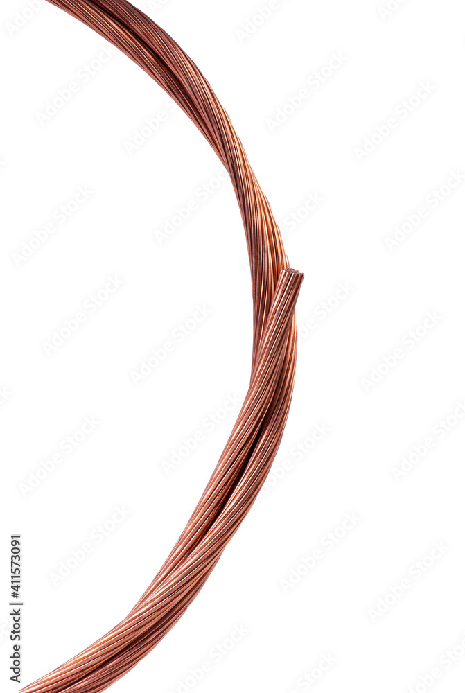 Copper cable curve isolated on white background Copper cable curve isolated on white background