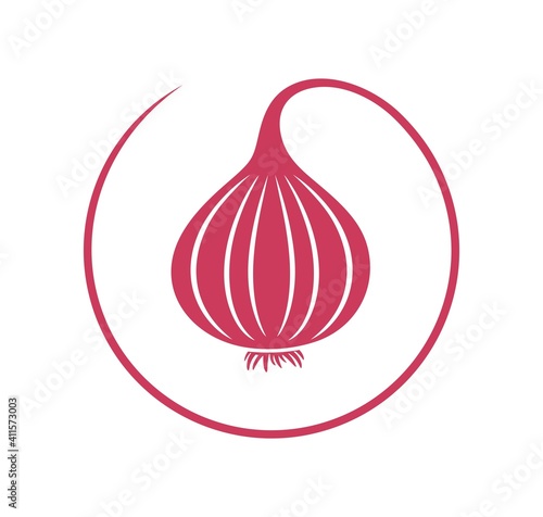 Onion logo. Isolated onion on white background