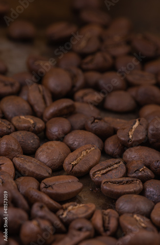 Fresh roasted brown coffee beans