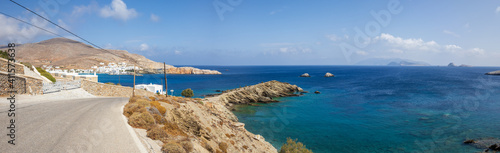 Panoramic view of sea bay and Karavostasi port on the island of Folegandros. Cyclades, Greece photo