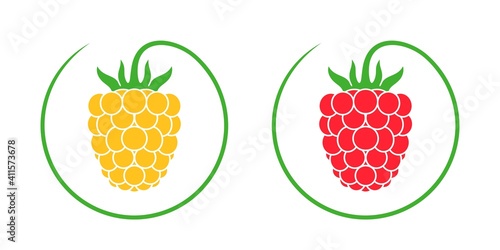 Raspberries logo. Isolated raspberries on white background
