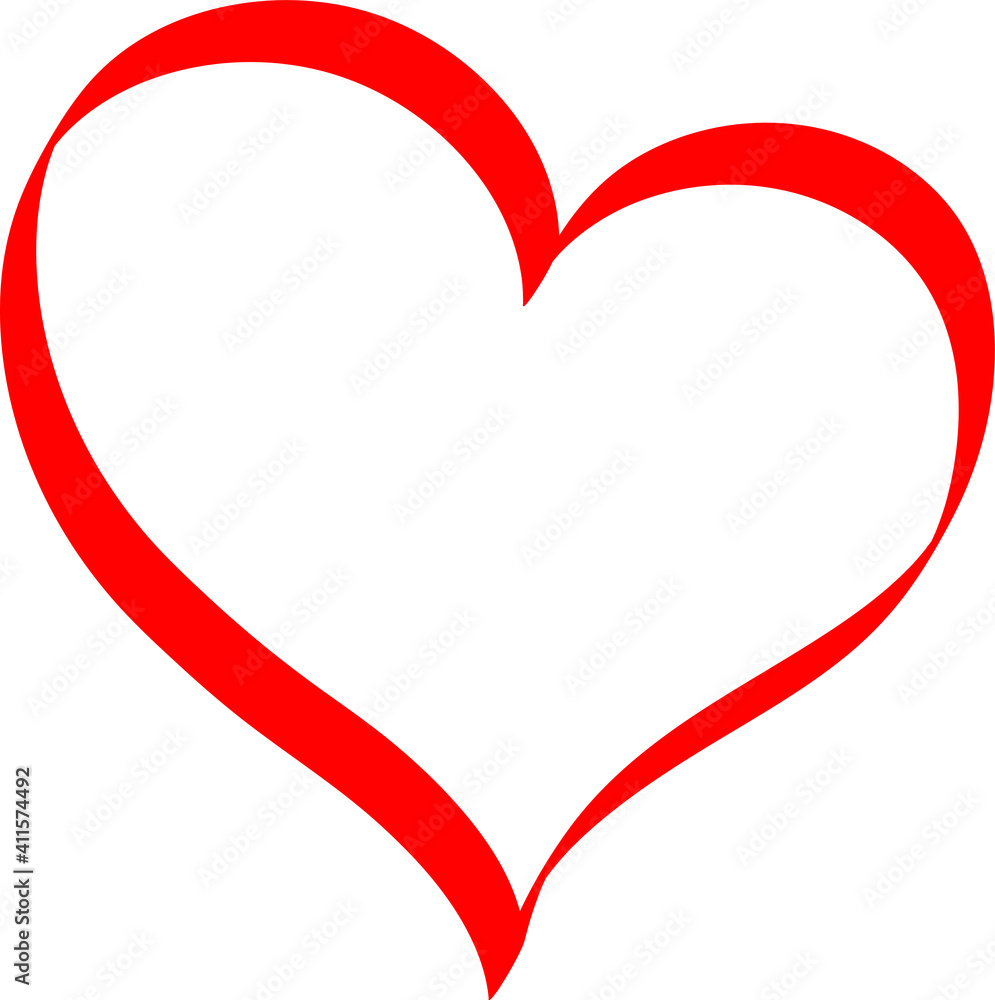 Red heart - doodle style outline for romantic valentines day greeting card. Vector graphic for web design, beautiful icon for cover. Red heart - doodle style outline for romantic valentines day greeting card. Vector graphic for web design, beautiful icon for cover.