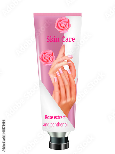 Woman hands cream. vector illustration