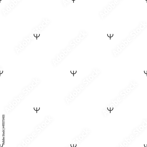 Black Greek letter Psi seamless pattern on white background. Neuropsychology and psychology wallpaper.