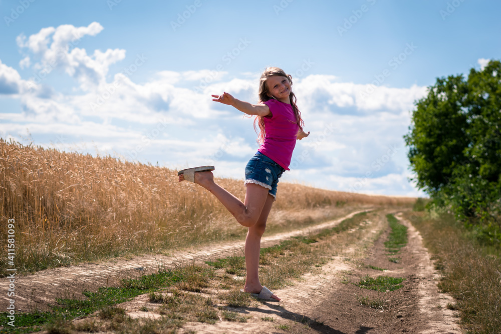 girl enjoying summer time in magic sunny afternoon in golden hour time girl enjoying summer time in magic sunny afternoon in golden hour time