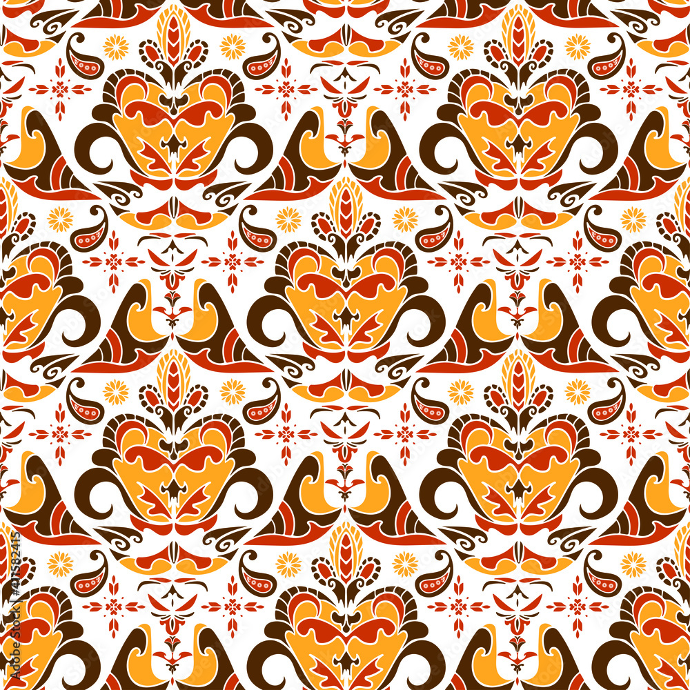 Indian vector pattern. Ornament pattern.Can be used for designer wallpapers, for textile,
 packaging, printing or any desired idea. Different elements of paisley.