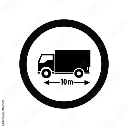 road traffic sign truck length 10 meters vector icon eps 10