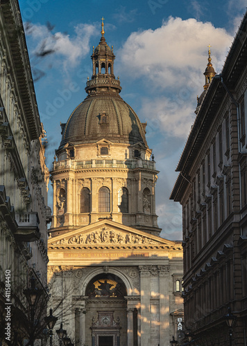 View on the famous St. Stephen's Basilica in Budapest