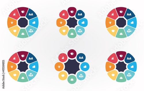 Infographic template with wheel life. Set of coaching tool concept. Vector