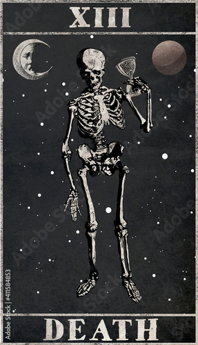 A tarot card Death Mayor Arcana with vintage look