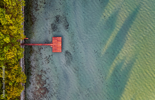 Canvas Print Small wooden pier on lake Balaton, Hungary