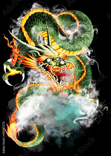 chinese dragon in the night