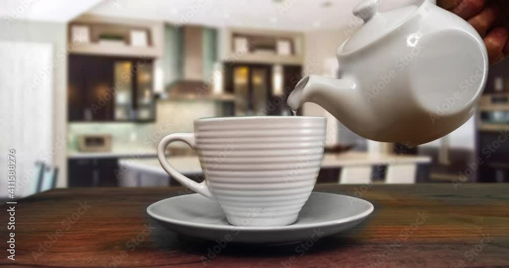 Hot Water Overflowing Out Of A Tea Cup Hot Water Overflowing Out Of A Tea Cup