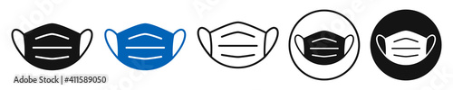 Set protective individual face mask icon sign - stock vector