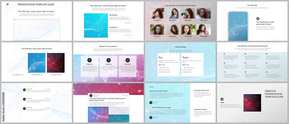 Vector templates for website design, presentations, portfolio. Templates for presentation slides, flyer, leaflet, brochure cover, report. Polygonal science background with connecting dots and lines. Vector templates for website design, presentations, portfolio. Templates for presentation slides, flyer, leaflet, brochure cover, report. Polygonal science background with connecting dots and lines.