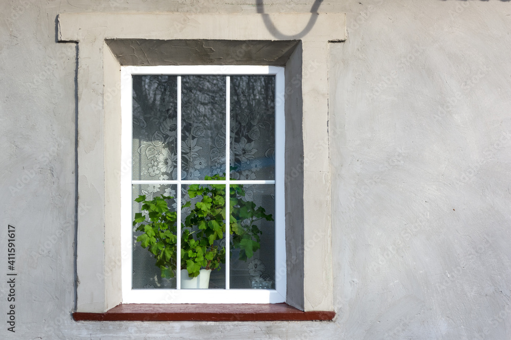 Plastic window in an old house