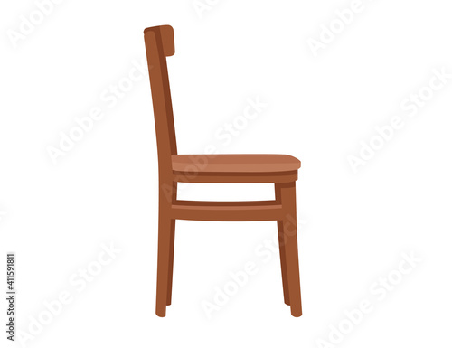 Classic wooden chair side view vector illustration on white background