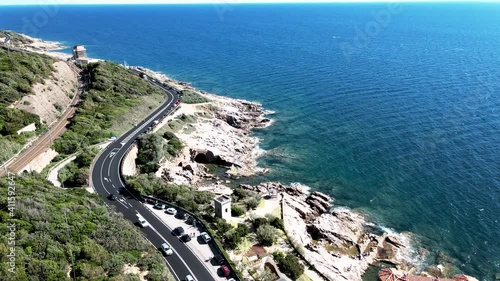 Amazing aerial view of Livorno coastline, Tuscany photo