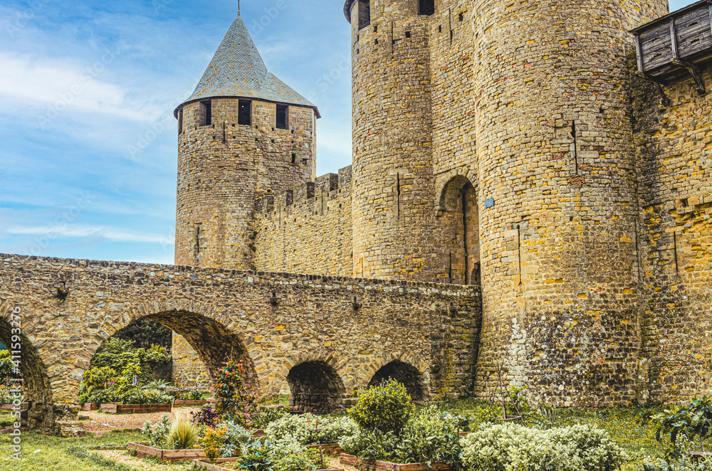 Entrance to the castle of Carcassonne in the south of France.
