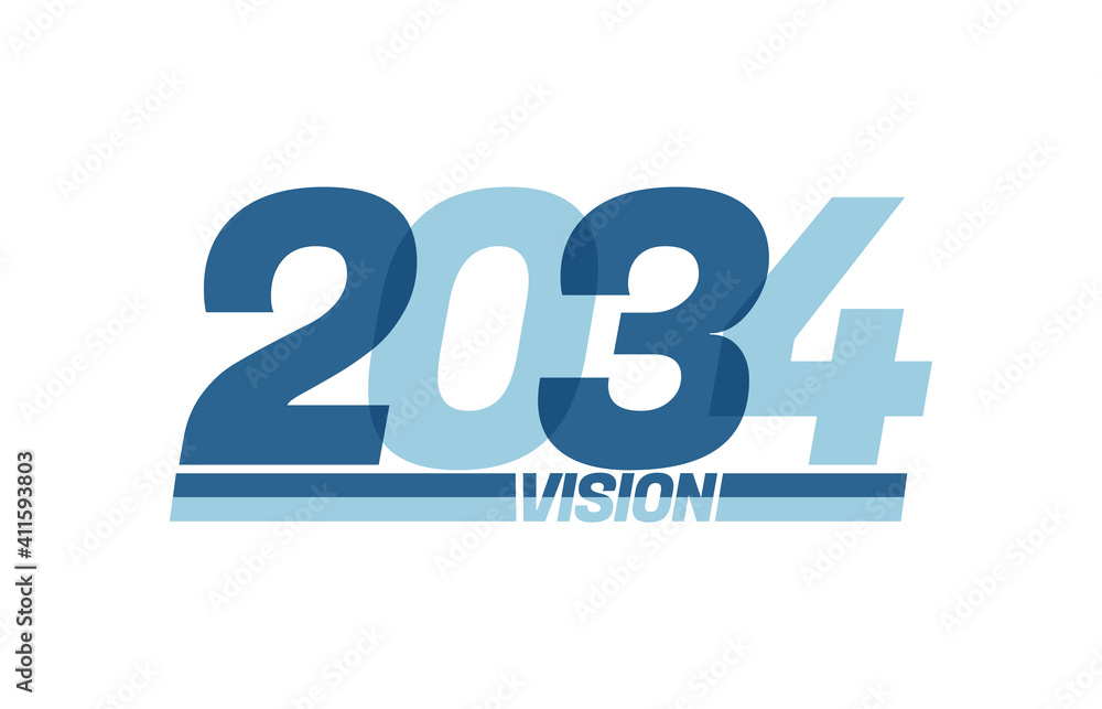 Happy new year 2034. Typography logo 2034 vision, 2034 New Year banner Happy new year 2034. Typography logo 2034 vision, 2034 New Year banner