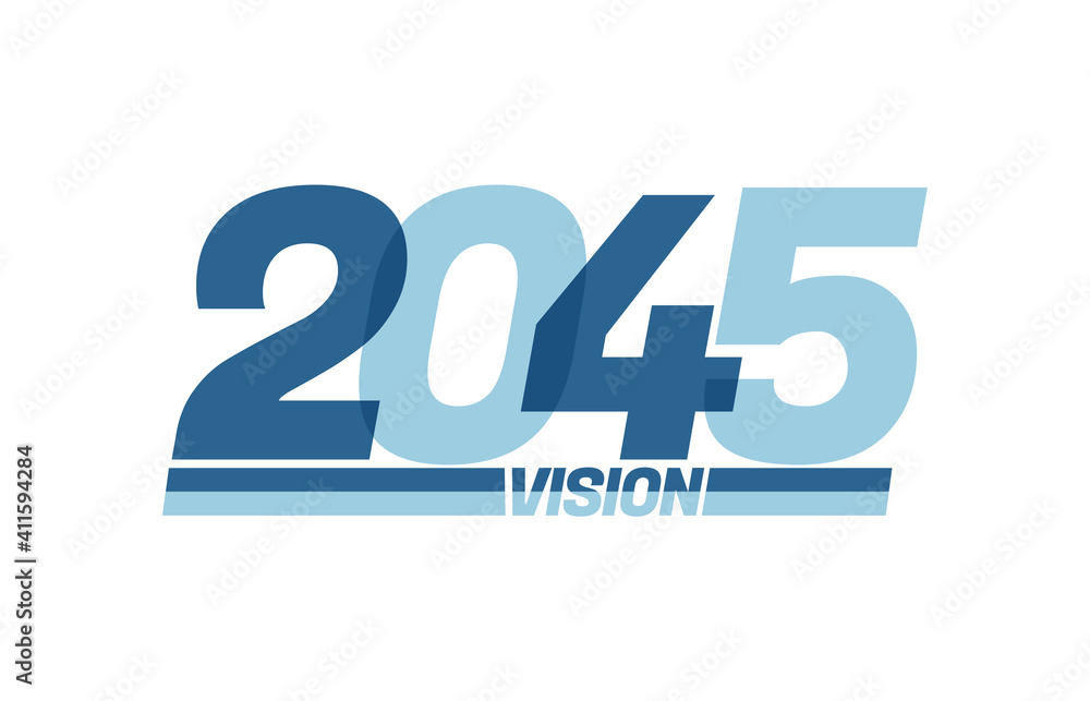 Happy new year 2045. Typography logo 2045 vision, 2045 New Year banner Happy new year 2045. Typography logo 2045 vision, 2045 New Year banner