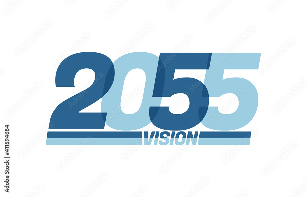 Happy new year 2055. Typography logo 2055 vision, 2055 New Year banner Happy new year 2055. Typography logo 2055 vision, 2055 New Year banner