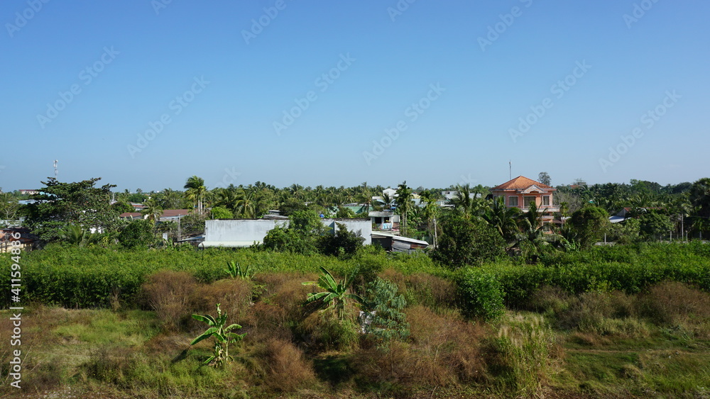 the view out of a hotel window in Soc Trang, Mekong-Delta, Vietnam, January