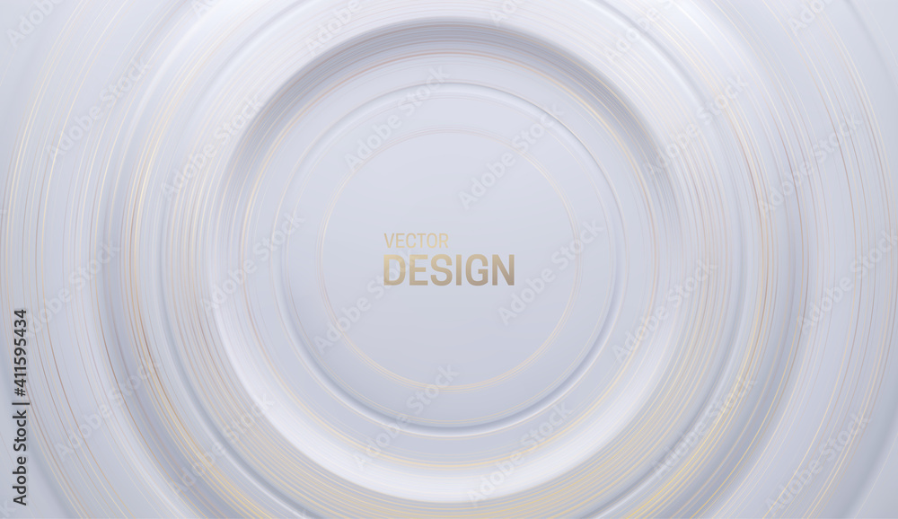 Obraz premium White concentric surface with golden anisotropic effect