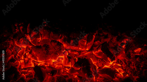 Embers in a fireplace