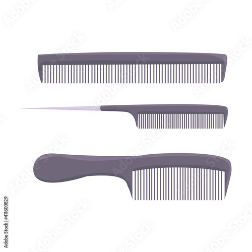 set of combs. hairdresser tools. barbershop. accessories for beauty. beauty saloon. vector. isolated.