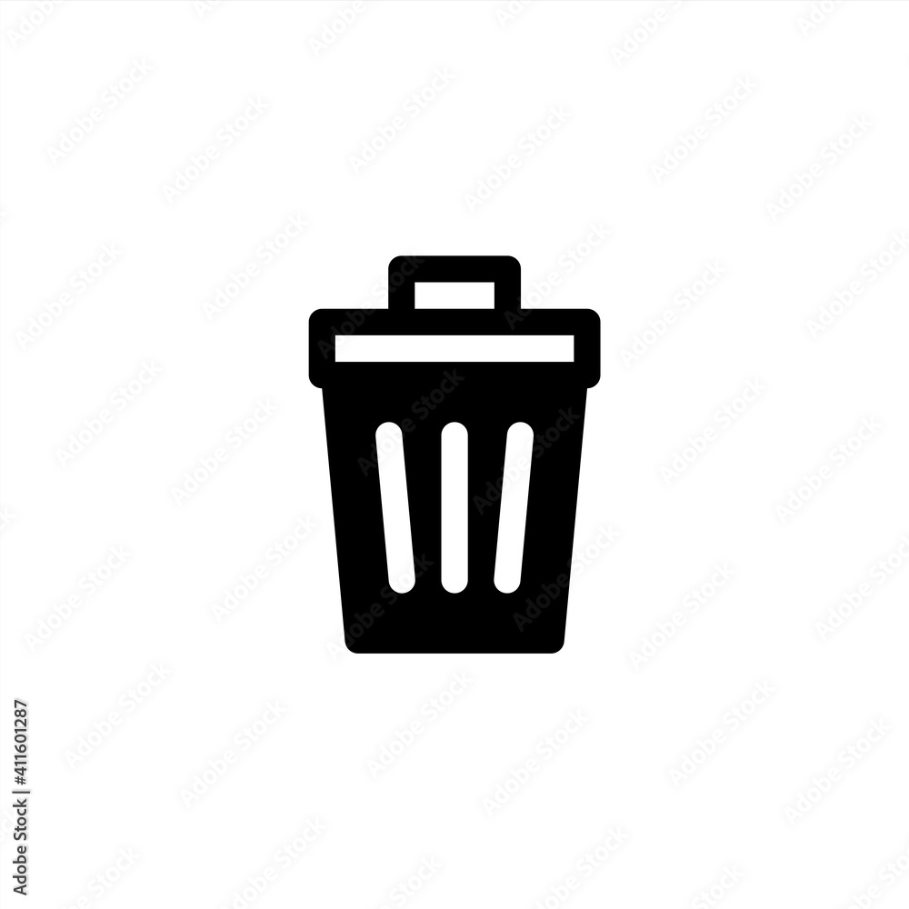 Trash icon in glyph or solid black style. Vector Trash icon in glyph or solid black style. Vector