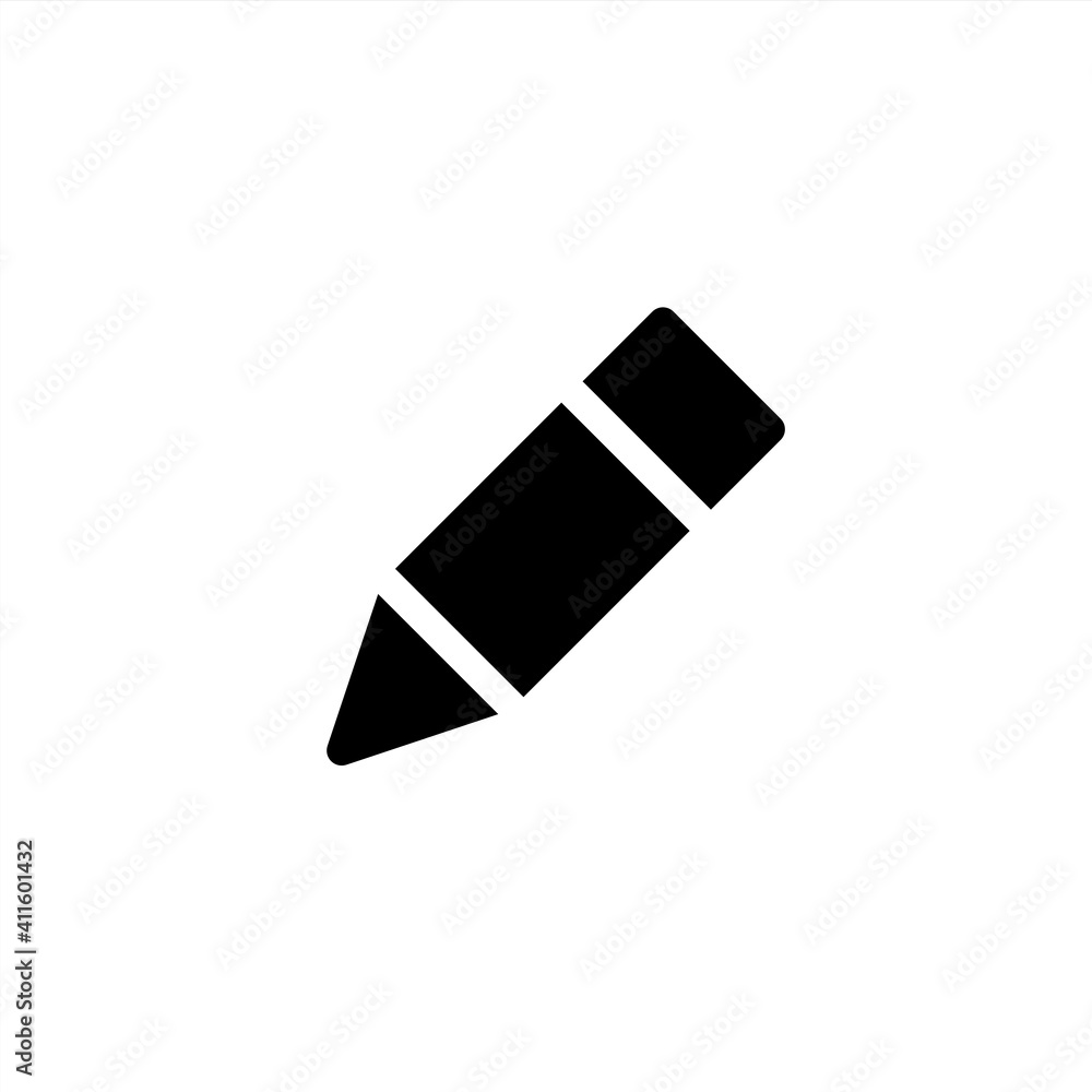 Writing pencil icon in glyph or solid black style. Vector Writing pencil icon in glyph or solid black style. Vector