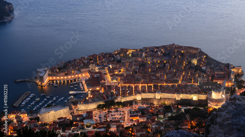Dubrovnik Old Town Night time aerial  © Nodi
